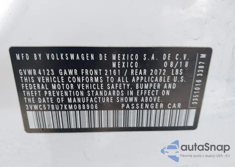 2019 Volkswagen Jetta 1.4T R-Line/1.4T S/1.4T Se from USA, damaged, VIN 3VWC57BU7KM088906